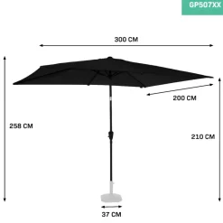 VONROC Premium Rapallo 200x300cm parasol - Black