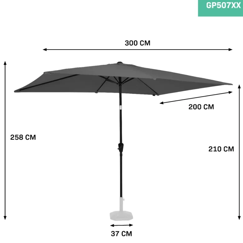 VONROC Premium Rapallo 200 x 300 cm parasol - Grey