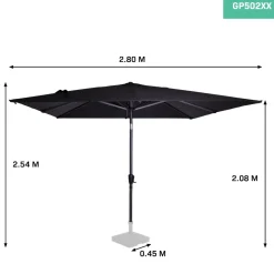 VONROC Premium Rosolina 280 x 280 cm stokparasol - Black
