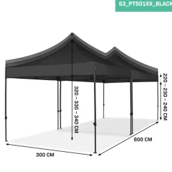 VONROC Premium 6x3 easy-Up partytent met koppelset - Black