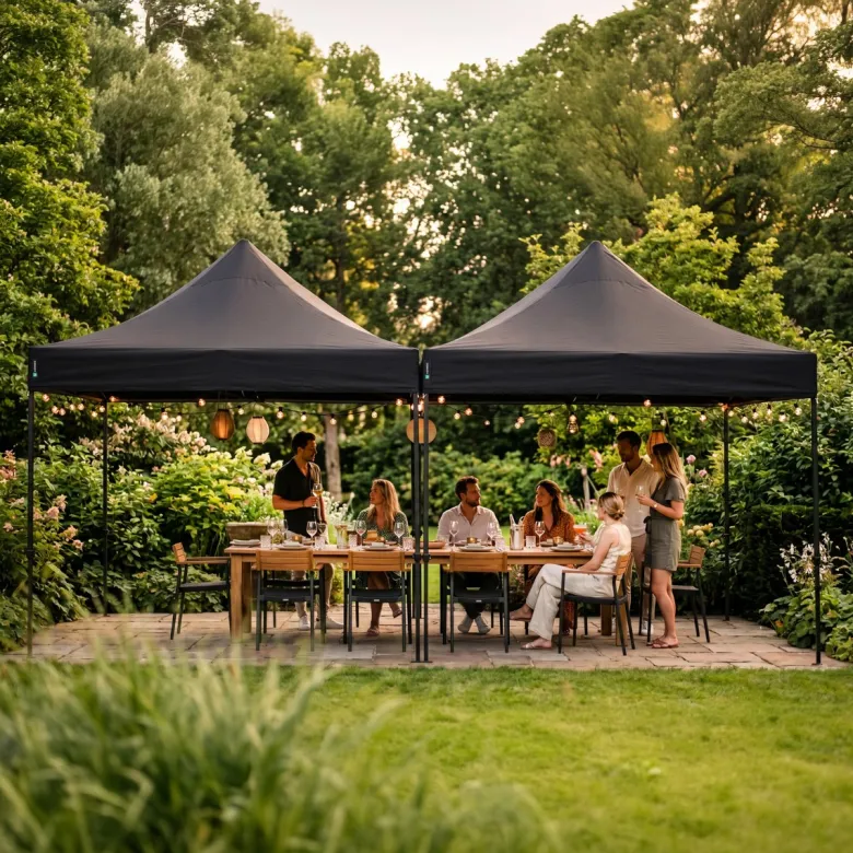 VONROC Premium 6x3 easy-Up partytent met koppelset - Black
