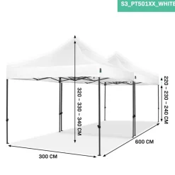 VONROC Premium 6x3 easy-Up partytent met koppelset - White