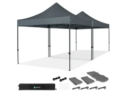 VONROC Premium 6x3 easy-Up partytent met koppelset - Grey