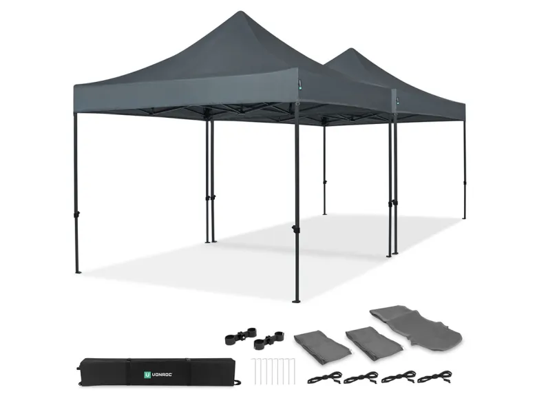 VONROC Premium 6x3 easy-Up partytent met koppelset - Grey