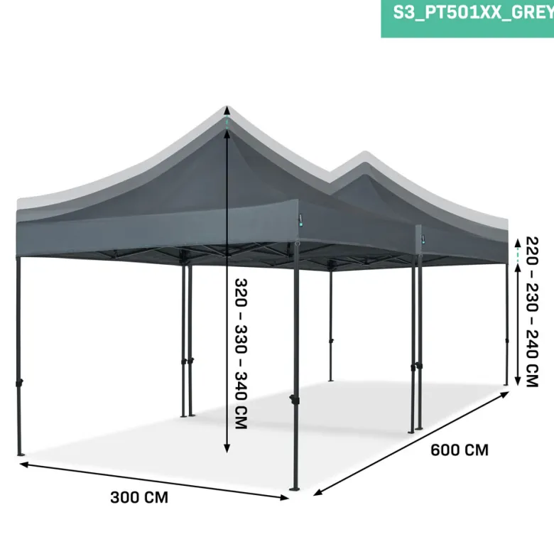VONROC Premium 6x3 easy-Up partytent met koppelset - Grey