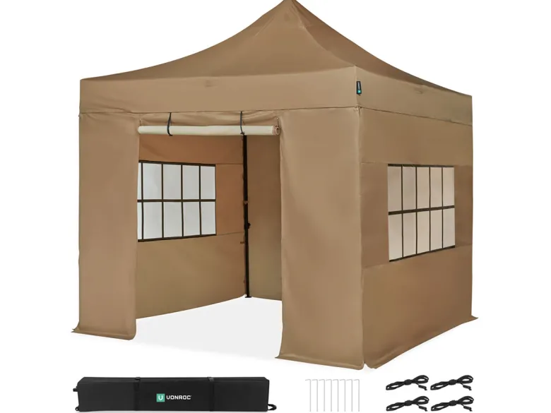 VONROC Premium 3 x 3 Easy-Up partytent met zijwanden - Beige