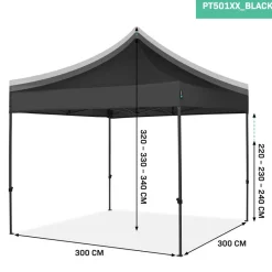 VONROC Premium 3x3m easy-up partytent - Black