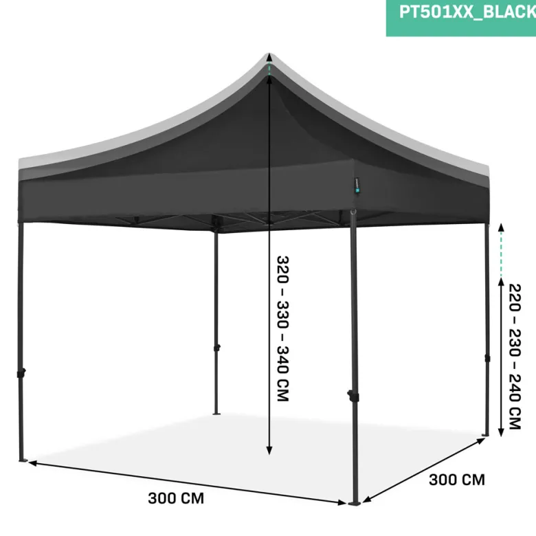 VONROC Premium 3x3m easy-up partytent - Black