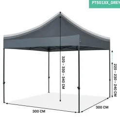 VONROC Premium 3x3m easy-up partytent - Grey