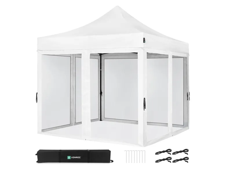 VONROC Premium 3x3 partytent met muggennet wanden - White