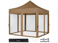 VONROC Premium 3x3 partytent met muggennet wanden - Beige
