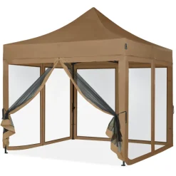 VONROC Premium 3x3 partytent met muggennet wanden - Beige