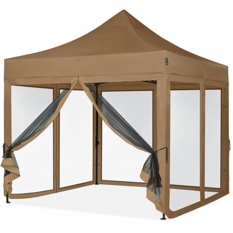 VONROC Premium 3x3 partytent met muggennet wanden - Beige