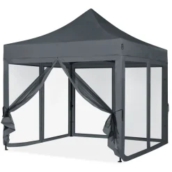 VONROC Premium 3x3 partytent met muggennet wanden - Grey