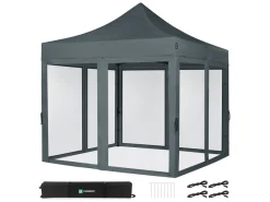 VONROC Premium 3x3 partytent met muggennet wanden - Grey