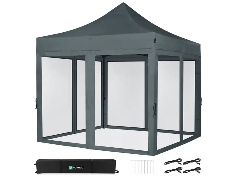 VONROC Premium 3x3 partytent met muggennet wanden - Grey