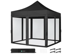 VONROC Premium 3x3 partytent met muggennet wanden - Black