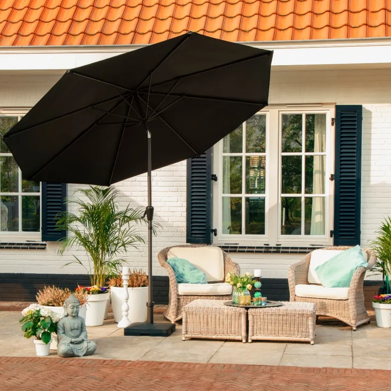 VONROC Recanati Ø300 cm Premium stokparasol - Black