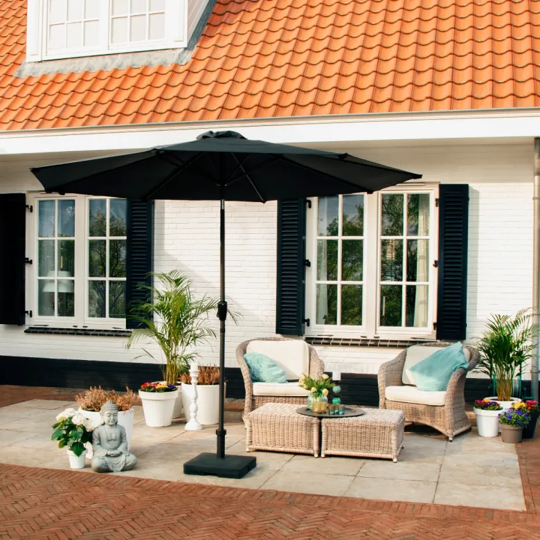 VONROC Recanati Ø300 cm Premium stokparasol - Black