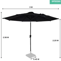 VONROC Recanati Ø300 cm Premium stokparasol - Black