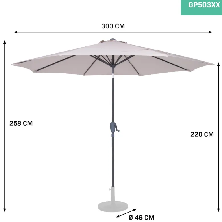VONROC Recanati Ø300 cm Premium stokparasol - Beige