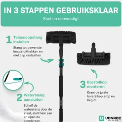 VONROC telescopische wasborstel - 1,80 meter