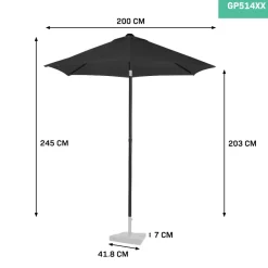 VONROC Torbole Ø 200 cm Premium parasol - Black