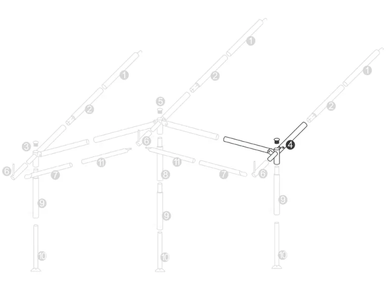 Voortentframe 25mm rechter hoekstuk