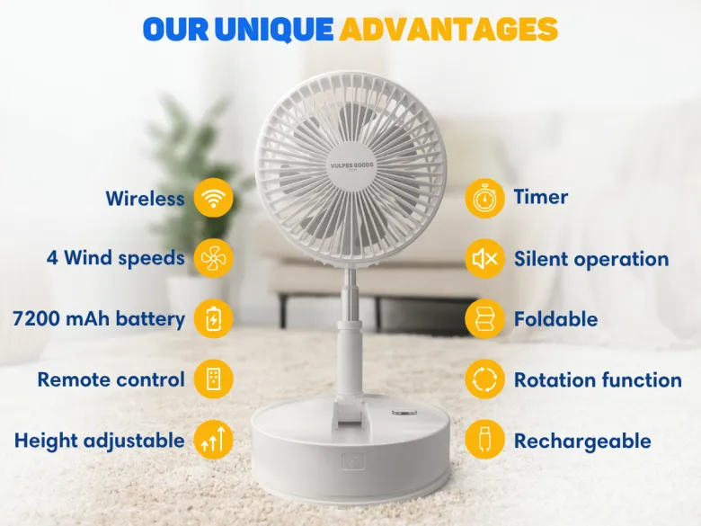 Vulpes Goods draadloze ventilator met afstandsbediening
