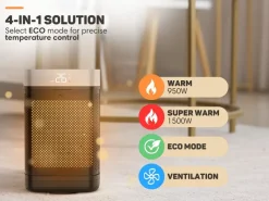 Vulpes Goods elektrische kachel met afstandsbediening - 1500 watt