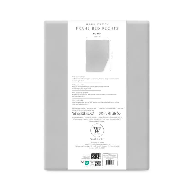 Walra Multifit Frans bed rechts hoeslaken - Grey