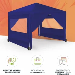 Wasabi 3 x 3 meter partytent met zijwanden - Blue