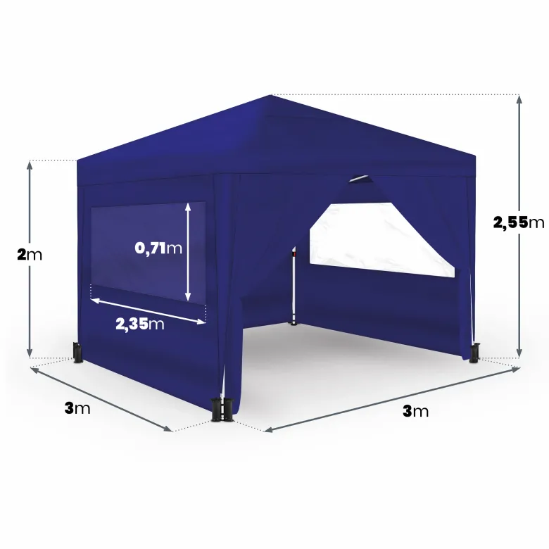 Wasabi 3 x 3 meter partytent met zijwanden - Blue