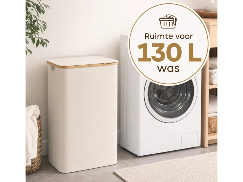 XEMM 130 liter wasmand met deksel - Beige