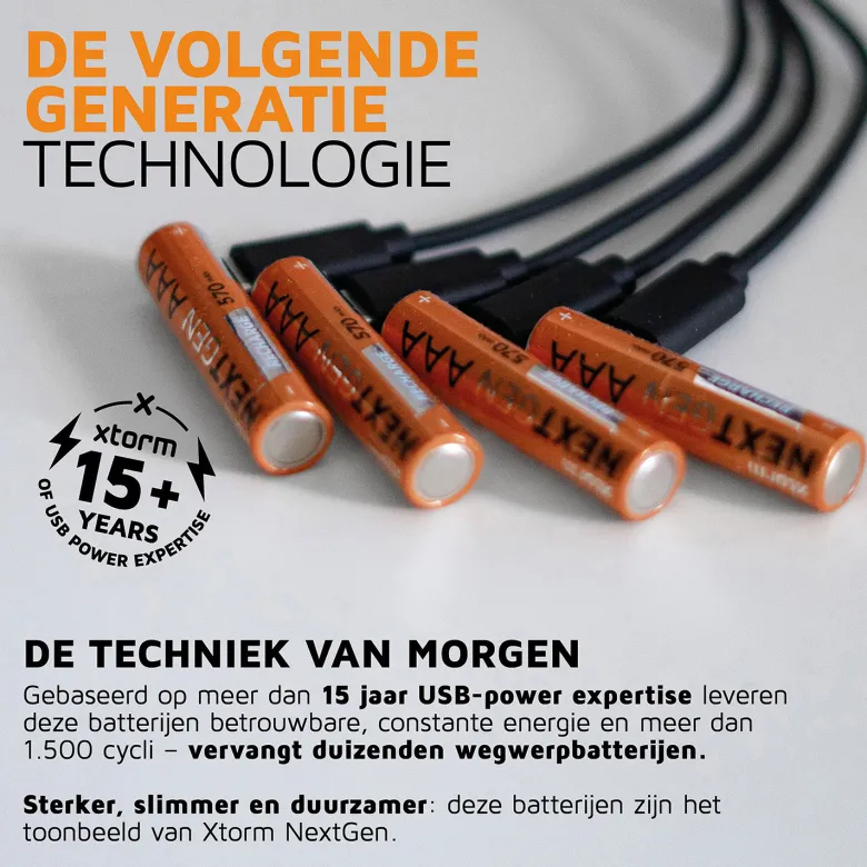 Xtorm NextGen USB-C Rechargeable AAA Batterijen - Set van 4