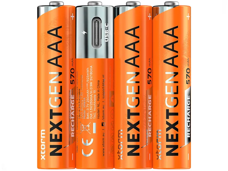Xtorm NextGen USB-C Rechargeable AAA Batterijen - Set van 4