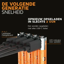 Xtorm NextGen USB-C Rechargeable AAA Batterijen - Set van 4