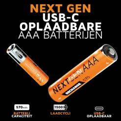 Xtorm NextGen USB-C Rechargeable AAA Batterijen - Set van 4