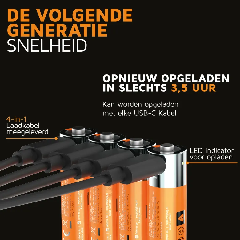 Xtorm NextGen USB-C Rechargeable AA Batterijen - Set van 4