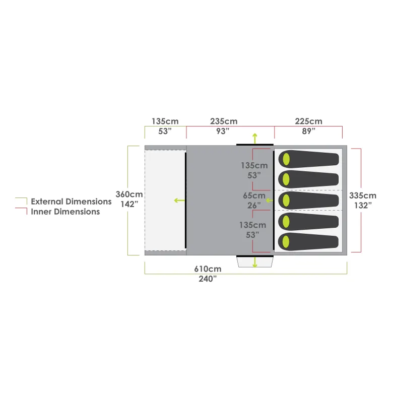Zempire Pro TL V2 opblaasbare tunneltent